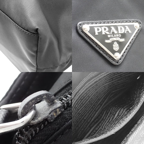 Tessuto Tote Bag, Handbag, Shopping Bag with Triangle Logo, Nylon and Saffiano Leather, NERO, BR4339