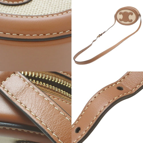 Oval Bag, Cuir Triomphe, Calfskin, Textile, Natural/Tan, 198602EFL.02NT (Current as of January 2024), Shoulder Bag, Pochette, Mini Bag