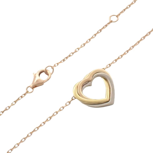 Trinity Heart Necklace, K18 Yellow Gold (YG), K18 Pink Gold (PG), K18 White Gold (WG)