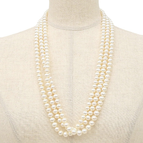 Pearl Wrap Necklace, Pearl, Silver 925, Long Pearl