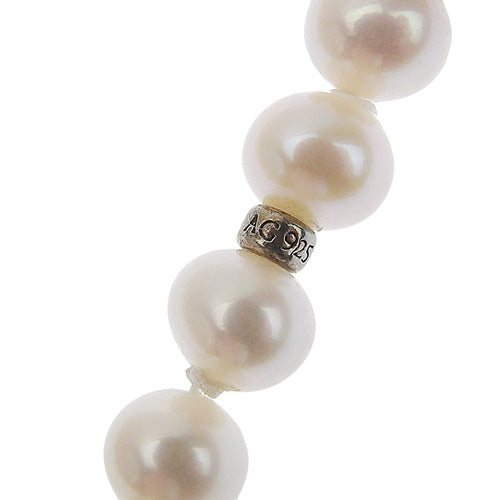 Pearl Wrap Necklace, Pearl, Silver 925, Long Pearl