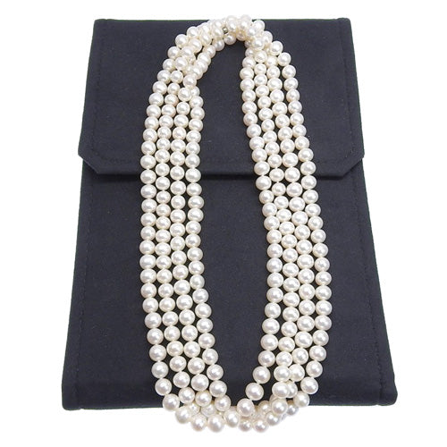 Pearl Wrap Necklace, Pearl, Silver 925, Long Pearl