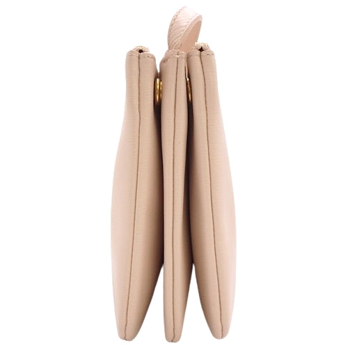 Trio Small Leather Pouch in Pink Beige - Shoulder Bag & Crossbody Bag