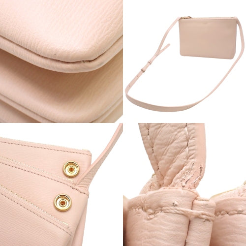Trio Small Leather Pouch in Pink Beige - Shoulder Bag & Crossbody Bag