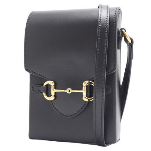 Horsebit 1955 Mini Bag, Leather, Black, 625615 0YK0G 1000, Shoulder Bag, Crossbody, Square