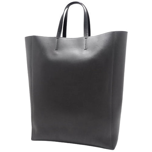 Vertical Cabat Tote Bag, Leather, Black, Business Bag, Handbag
