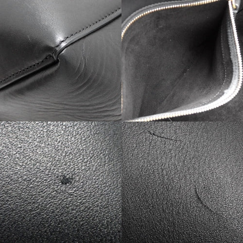 Vertical Cabat Tote Bag, Leather, Black, Business Bag, Handbag