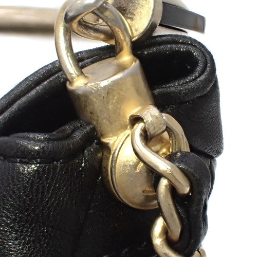 Chevron Coco Handle V-Stitch Bag, Lambskin, Black, 2-Way, Chain Shoulder, Shoulder Bag, Crossbody Bag