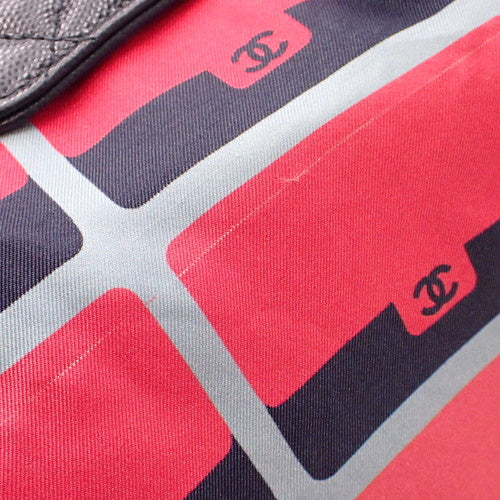 Matelasse Coco Mark Eco Bag, Caviar Skin, Nylon, Navy, Red, Pink, AP2095, Shoulder Bag, Chain Shoulder Bag