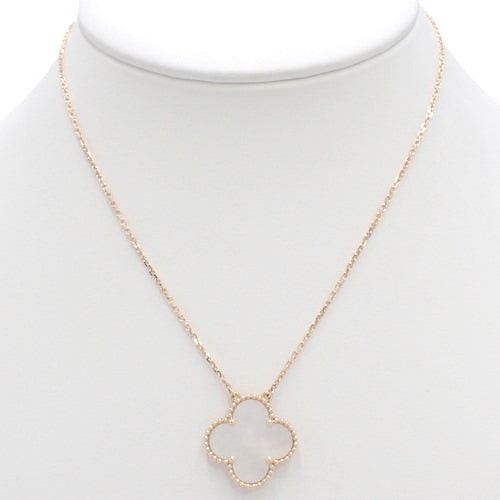 Magic Alhambra Mother of Pearl Pendant (VCAR041300) in 18K Pink Gold with Warranty. Features a shell and four-leaf clover.