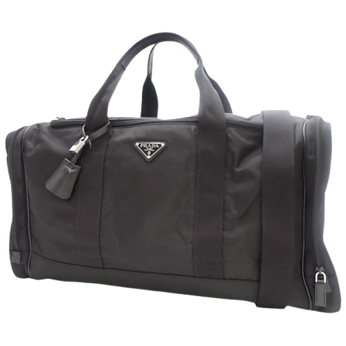 Triangle Logo Boston Bag, Nylon, Black, 2-Way Shoulder Bag, Travel Bag