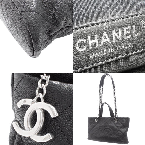 2-way tote bag, caviar skin, black, shoulder bag, handbag.