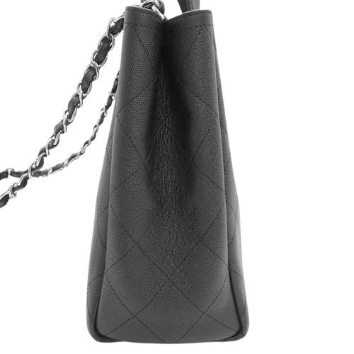Matelasse Large Shopping Bag, Caviar Skin, Black, 2-Way Handbag/Shoulder Bag