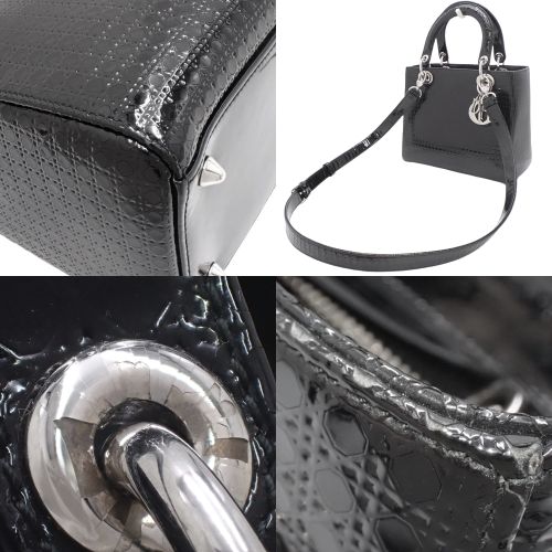 Lady Dior Micro Cannage Medium 2-Way Shoulder Bag in Patent Leather/Patent Leather
