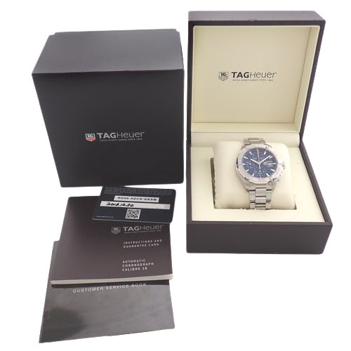 【保証書付】アクアレーサー CAY2112.BA0927 ステンレススチール SS 自動巻き 43mm クロノグラフ 2016年12月購入 ブルー シルバー