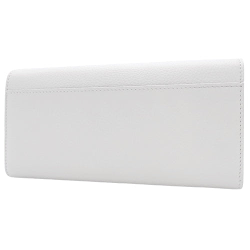 Flap Continental Wallet, Leather, White, Bifold, Two-Fold