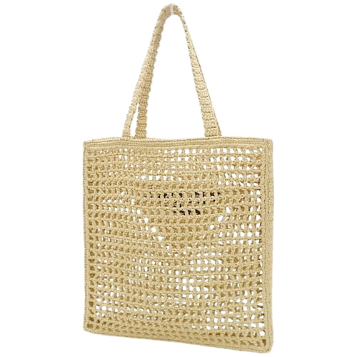 Crochet tote bag, raffia-like processed yarn, natural color, 1BG393_2C2T_F0018_V_OOO (currently available as of April 2024). Shoulder bag, handbag, raffia.