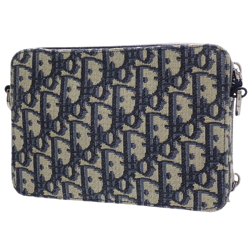 Dior Oblique Jacquard Leather Pouch, Beige, Blue, Black, 2OBBC119YSE_H05E (currently available as of April 2024), Shoulder Bag, Crossbody Bag