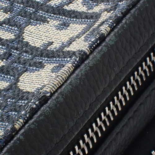Dior Oblique Jacquard Leather Pouch, Beige, Blue, Black, 2OBBC119YSE_H05E (currently available as of April 2024), Shoulder Bag, Crossbody Bag