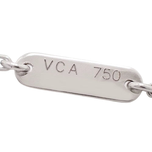 Vintage Alhambra Pendant with Chalcedony (VCARD34900) (Current as of May 2024) in 18K White Gold (WG) with Warranty.