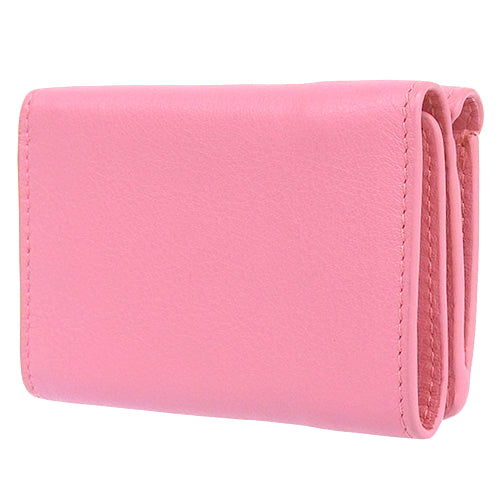 Paper Mini Wallet, Leather, Pink, 391446, Tri-fold, Three-fold