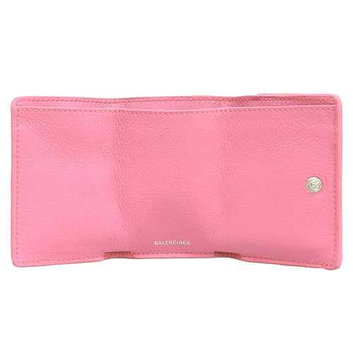 Paper Mini Wallet, Leather, Pink, 391446, Tri-fold, Three-fold