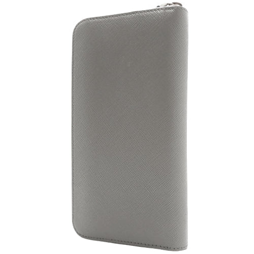 Zip-around wallet, saffiano leather, light gray, 2ML317_QME_F0K44 (currently available as of April 2024), long wallet, round fastener.