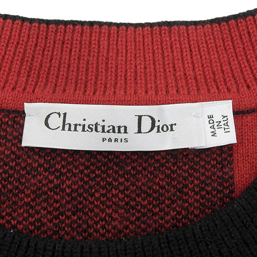 J'ADIOR 8 Gingham Check Knit Sweater with Back Logo, Size 36, Cashmere, Nylon, and Polyurethane, 954S55AM010
