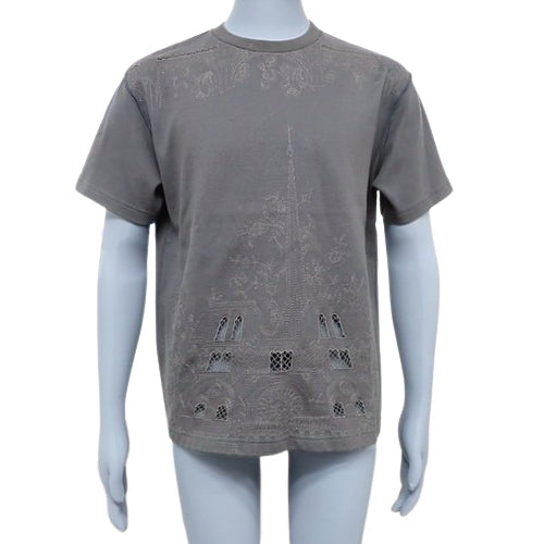 Notre Dame & Pont Neuf Embroidery T-Shirt, Short Sleeve, XS, Cotton