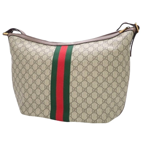 Ophidia Web Line Crossbody Bag, Shoulder/Crossbody, Double G Half Moon Shape, GG Supreme Canvas, Beige/Ebony, 547939