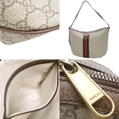 Ophidia Web Line Crossbody Bag, Shoulder/Crossbody, Double G Half Moon Shape, GG Supreme Canvas, Beige/Ebony, 547939