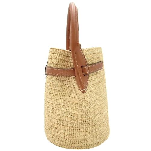 Big Bag Bucket Nano 2-Way Basket Bag Shoulder Bag Raffia Leather Natural/Tan