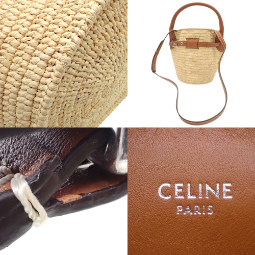 Big Bag Bucket Nano 2-Way Basket Bag Shoulder Bag Raffia Leather Natural/Tan