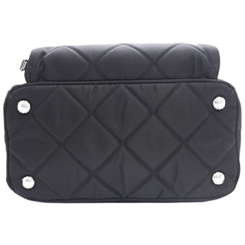 Quilted Backpack, Nylon & Saffiano Leather, TESSUTO IMPUNTU NERO (Black), 1BZ066, Shoulder Bag, Mini Backpack