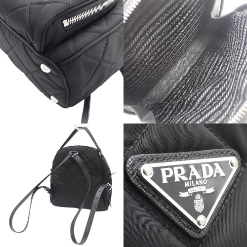 Quilted shoulder/mini backpack in nylon and Saffiano leather, TESSUTO IMPUNTU NERO (1BZ066)