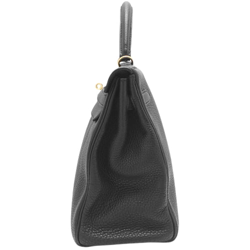 Kelly 32 (inner-stitched) Togo leather, black, gold hardware, □O stamp.