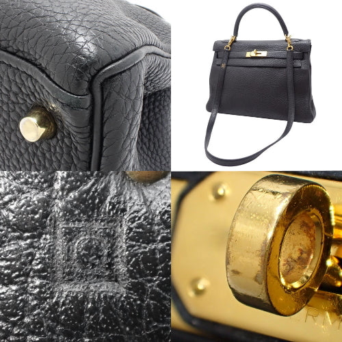 Kelly 32 (inner-stitched) Togo leather, black, gold hardware, □O stamp.