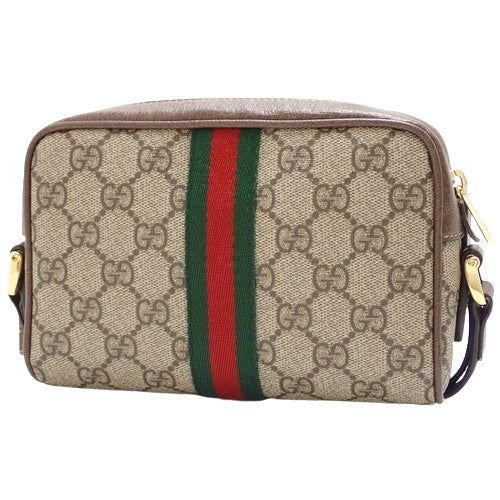 GG Supreme Ophidia Mini Bag with Web Stripe, Shoulder Bag, Crossbody Bag, Mini Pochette, Leather and GG Supreme Canvas, Beige/Ebony, 517350 96IWS 8745
