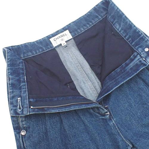 タックテーパード デニム パンツ ジーンズ アパレル ファッション P64 34 コットン
