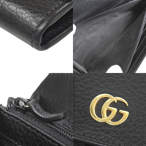 GGマーモント ダブルG レザー コンチネンタルウォレット レザー ブラック 456116 CAO0G 1000(2024年5月現在現行品) 2つ折り 二つ折り