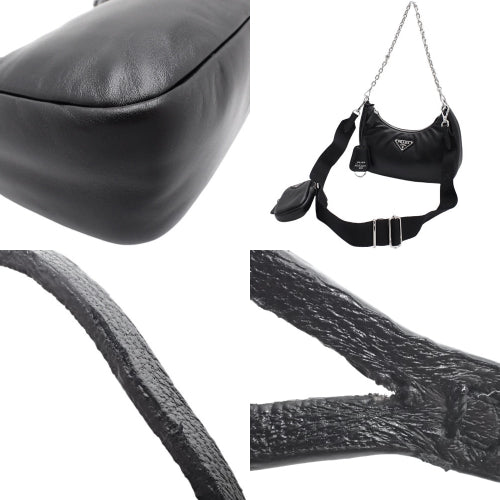 Re-Edition 2005 Shoulder Bag, Nappa Leather, Black, 1BH204 2DYI F0002 V9Z, 2-Way (shoulder or crossbody)