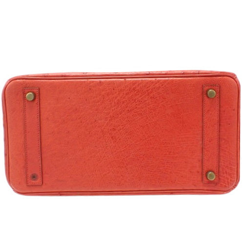 Autocloé 32 Ostrich Leather, Rouge Vif (Bright Red), Gold Hardware, 〇Y Engraving