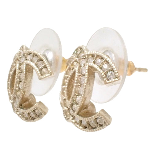 Coco Mark Rhinestone Earrings Metal (GP) Accessories Jewelry
