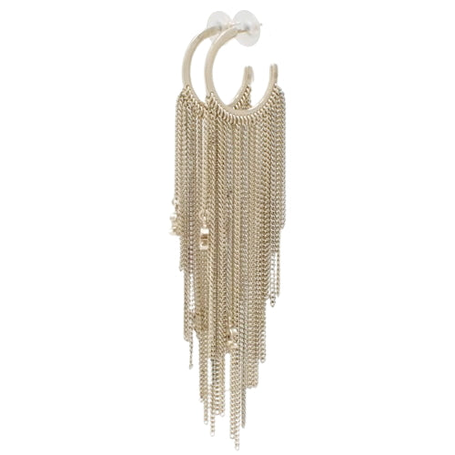 Coco Mark Hoop Chain Earrings, Metal (GP), Accessories, Jewelry, Dangle