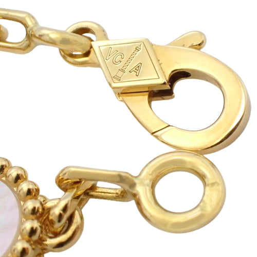 Vintage Alhambra Bracelet, 5 Motifs, Mother of Pearl, VCARA41800, 18K Yellow Gold, YG, Accessory, Jewelry