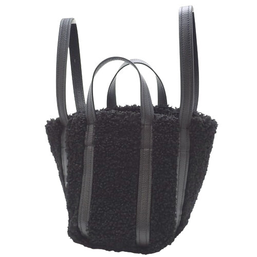 Everyday XS North/South Tote, Calfskin, Shearling, Black, 672793, 3-Way Shoulder Bag.