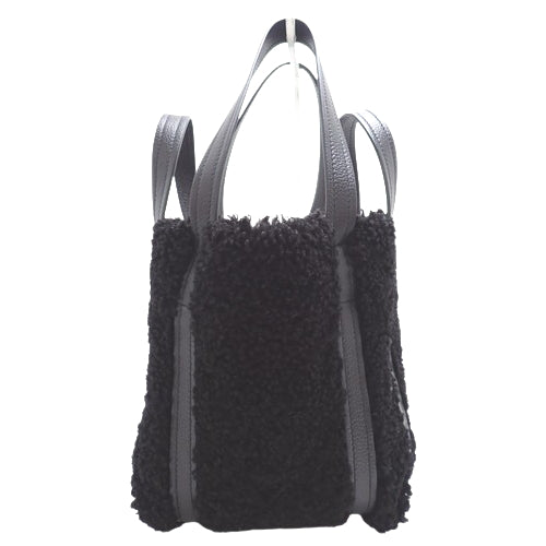 Everyday XS North/South Tote, Calfskin, Shearling, Black, 672793, 3-Way Shoulder Bag.