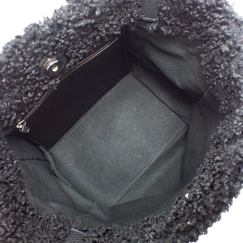 Everyday XS North/South Tote, Calfskin, Shearling, Black, 672793, 3-Way Shoulder Bag.