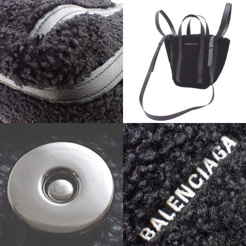 Everyday XS North/South Tote, Calfskin, Shearling, Black, 672793, 3-Way Shoulder Bag.