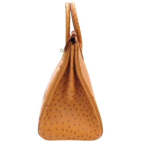 Autocloire 32, Ostrich Leather, Cognac Color, Gold Hardware, □A Stamp